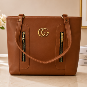 Elegant Brown Rexine Women's Tote Handbag