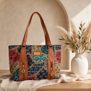 Riya Multicolor Ethnic Canvas Tote Bag