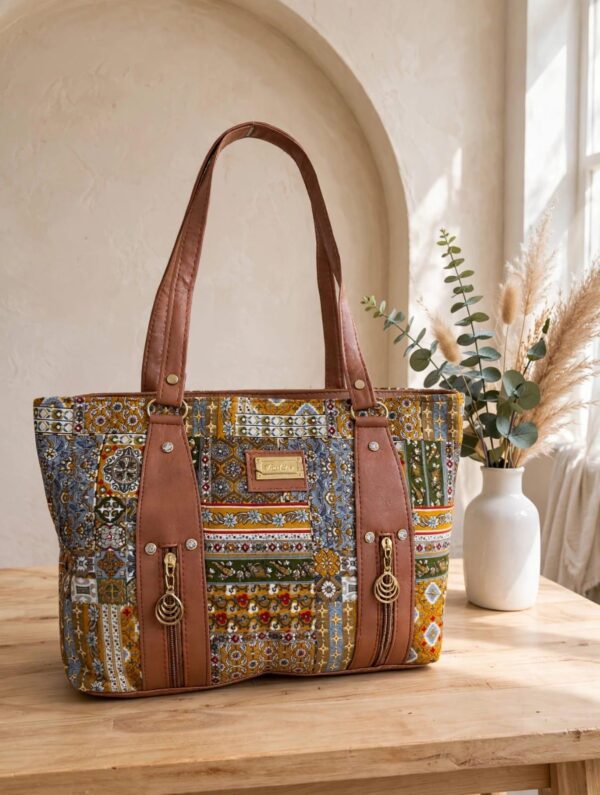 Anouk Lace Premium Patchwork Tote Bag – Vintage Floral Jacquard